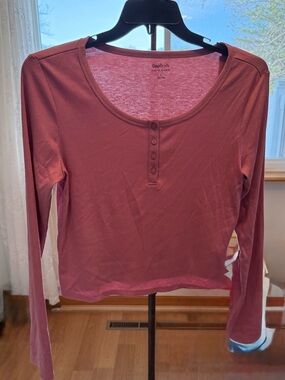 NWT GapBody Long Sleeve Pajama/Loungewear Top, Pink